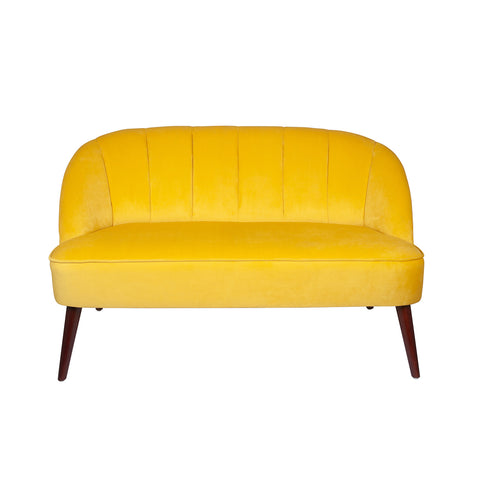 Portofino Ochre Velvet Sofa with Walnut Effect Legs