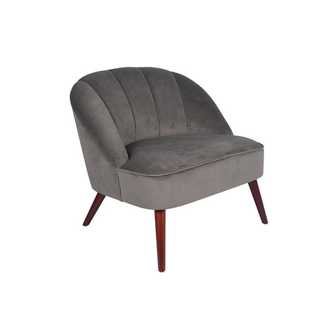 Portofino Velvet Cocktail Chair with Walnut Effect Legs- Dove Grey