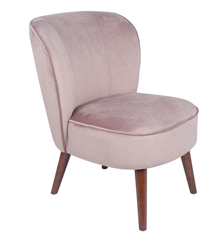 Rimini Velvet Chair with Walnut Effect Legs- Blush Pink