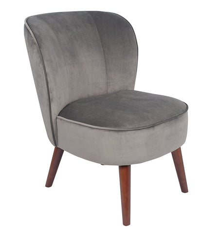 Rimini Velvet Chair with Walnut Effect Legs-  Dove Grey