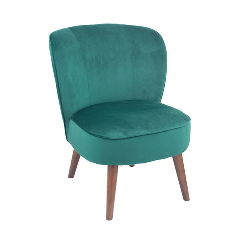 Rimini Velvet Chair with Walnut Effect Legs- Forest Green