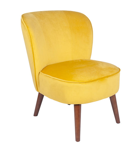 Rimini Velvet Chair with Walnut Effect Legs-  Ochre