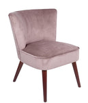 Positano Velvet Retro Cocktail Chair with Walnut Effect Legs- Blush Pink