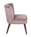 Positano Velvet Retro Cocktail Chair with Walnut Effect Legs- Blush Pink