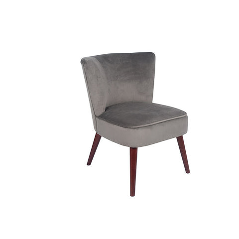 Positano Velvet Retro Cocktail Chair with Walnut Effect Legs-  Dove Grey