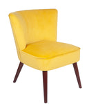 Positano Velvet Retro Cocktail Chair with Walnut Effect Legs- Ochre