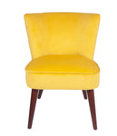 Positano Velvet Retro Cocktail Chair with Walnut Effect Legs- Ochre