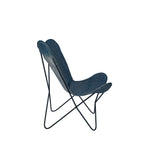 Admiral Leather & Iron Butterfly Chair- Prussian Blue