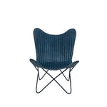 Admiral Leather & Iron Butterfly Chair- Prussian Blue