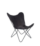 Admiral Leather & Iron Butterfly Chair- Steel Grey