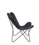 Admiral Leather & Iron Butterfly Chair- Steel Grey