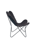 Admiral Leather & Iron Butterfly Chair- Steel Grey