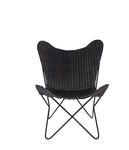 Admiral Leather & Iron Butterfly Chair- Steel Grey