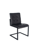 Arlo Leather & Iron Buttoned Chair- Steel Grey