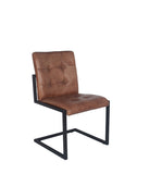 Arlo Leather & Iron Buttoned Chair- Vintage Brown