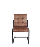 Arlo Leather & Iron Buttoned Chair- Vintage Brown