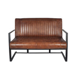 Lorenzo Vintage Brown Leather & Iron Sofa