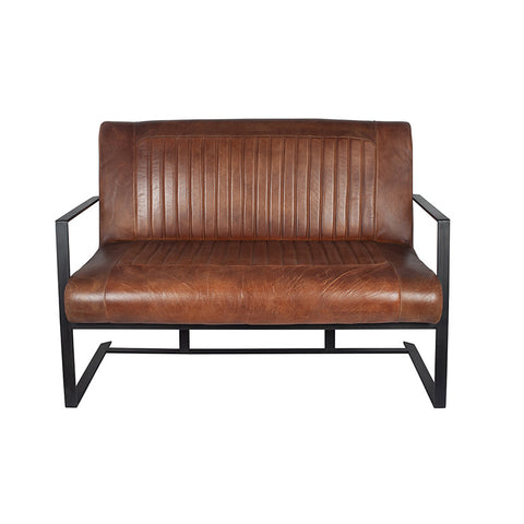 Lorenzo Vintage Brown Leather & Iron Sofa