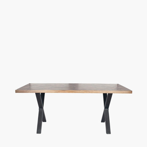 Lakota Recycled Wood & Silver Metal Mix Dining Table K/D