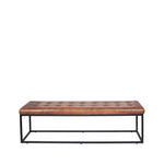 Arlo Leather & Iron Buttoned Bench- Vintage Brown