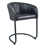 Giulio Leather & Iron Curved Back Chair- Steel Grey