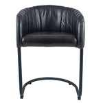 Giulio Leather & Iron Curved Back Chair- Steel Grey