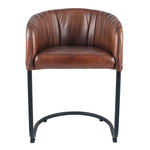 Giulio Leather & Iron Curved Back Chair- Vintage Brown