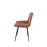 Angelo Vintage Brown Leather and Iron Retro Dining Chair