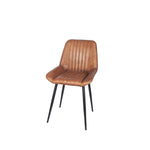 Angelo Vintage Brown Leather and Iron Retro Dining Chair