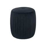 Bibbiana Velvet Buttoned Cylinder Pouffe- Black