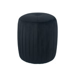 Bibbiana Velvet Buttoned Cylinder Pouffe- Black