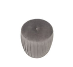 Bibbiana Velvet Buttoned Cylinder Pouffe- Dove Grey