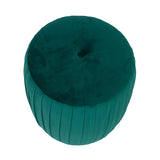 Bibbiana Velvet Buttoned Cylinder Pouffe - Forest Green