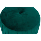 Bibbiana Velvet Buttoned Cylinder Pouffe - Forest Green