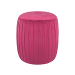 Bibbiana Velvet Buttoned Cylinder Pouffe- Raspberry