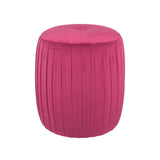 Bibbiana Velvet Buttoned Cylinder Pouffe- Raspberry