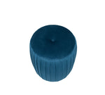 Bibbiana Velvet Buttoned Cylinder Pouffe- Sapphire Blue