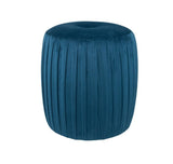 Bibbiana Velvet Buttoned Cylinder Pouffe- Sapphire Blue