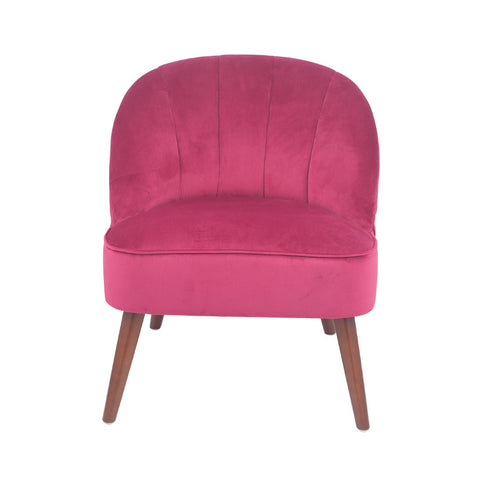 Portofino Raspberry Velvet Bijou Chair w/ Walnut Effect Legs