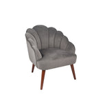 Borello Dove Grey Velvet Shell Chair w/ Walnut Effect Legs