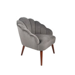 Borello Dove Grey Velvet Shell Chair w/ Walnut Effect Legs