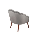 Borello Dove Grey Velvet Shell Chair w/ Walnut Effect Legs