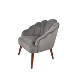 Borello Dove Grey Velvet Shell Chair w/ Walnut Effect Legs