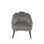 Borello Dove Grey Velvet Shell Chair w/ Walnut Effect Legs