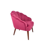 Borello Raspberry Velvet Shell Chair w/ Walnut Effect Legs