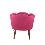 Borello Raspberry Velvet Shell Chair w/ Walnut Effect Legs