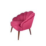 Borello Raspberry Velvet Shell Chair w/ Walnut Effect Legs