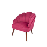 Borello Raspberry Velvet Shell Chair w/ Walnut Effect Legs