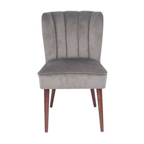 Ravenna Dove Grey Velvet Dining Chair Walnut Effect Legs