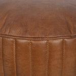 Elia Leather Cylinder Pouffe- Natural Brown